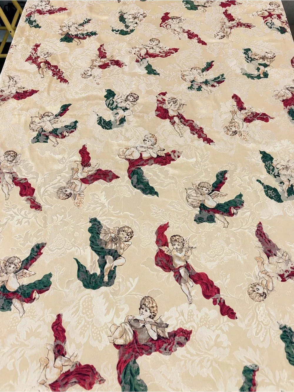 Vintage Christmas Cherub Tablecloth 50x100 Holiday TableCover Victorian Decor